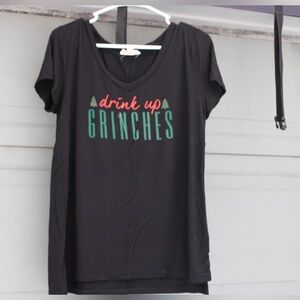 Drink Up Grinches Medium Coverstitched Christmas Tee